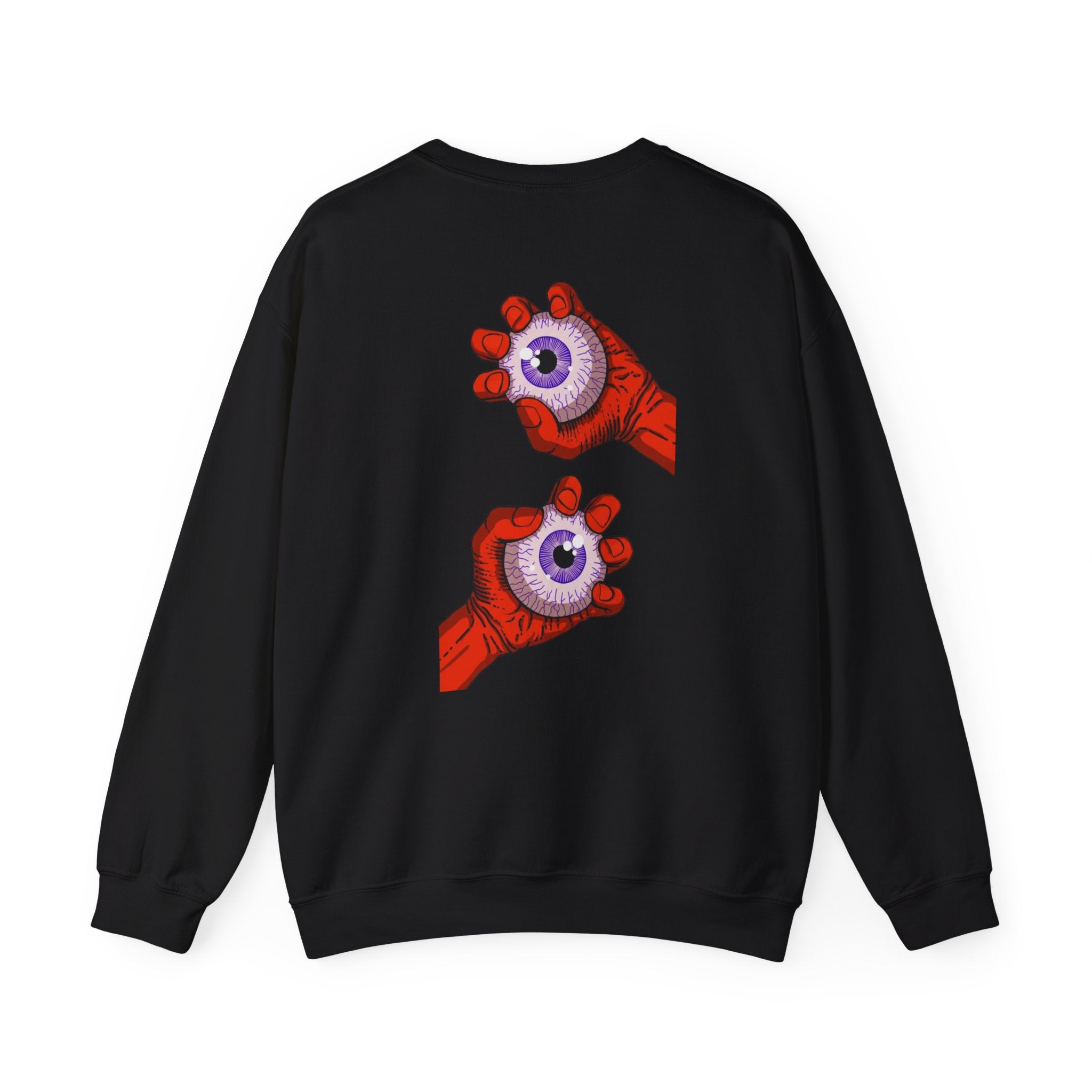 Surreal Palmed Eyes Crewneck Sweatshirt — Mystical Graphic Pullover