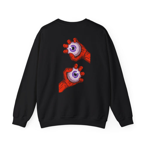Surreal Palmed Eyes Crewneck Sweatshirt — Mystical Graphic Pullover